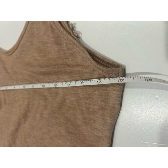 Women’s XL Sleeveless Surplice Wrap Tank Tan Crochet Lace Strap Feminine Ballet - Picture 5 of 5